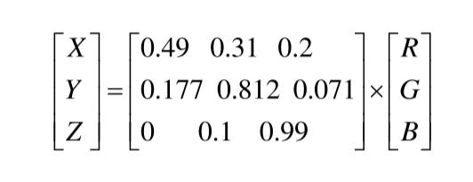 RGB顏色空間轉(zhuǎn)XYZ顏色空