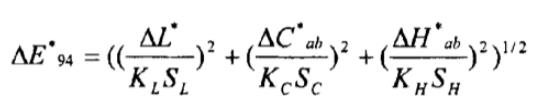 CIE94色差公式計(jì)算式